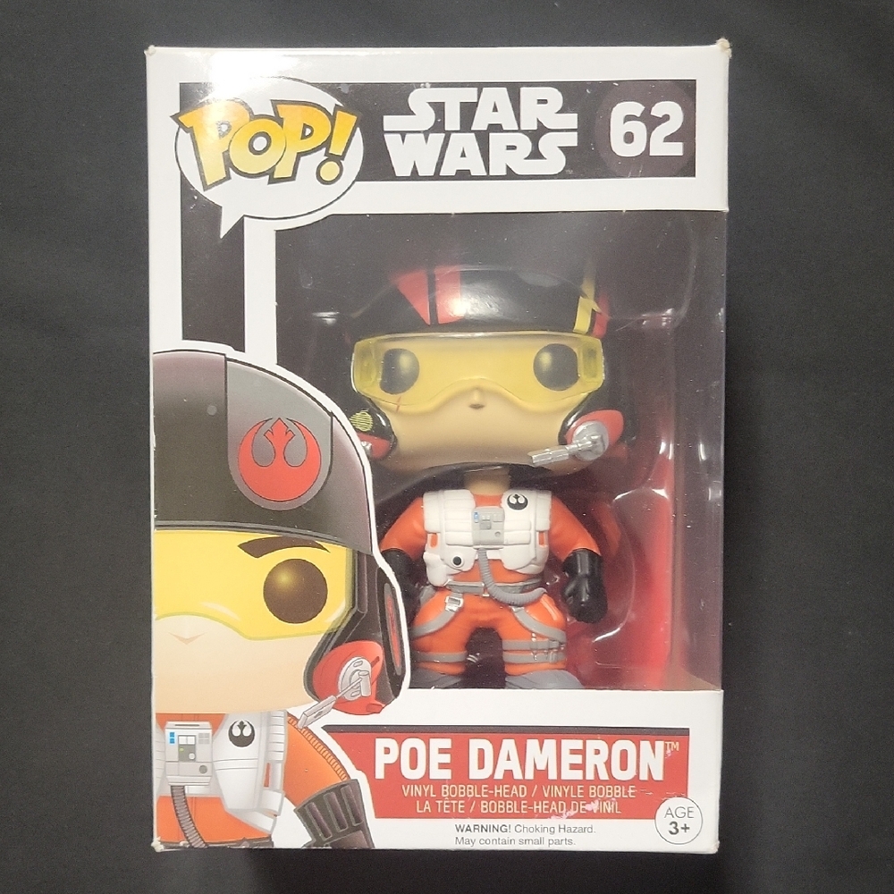 Funko Pop Star Wars Poe Dameron Figure - Black, Orange, Yellow